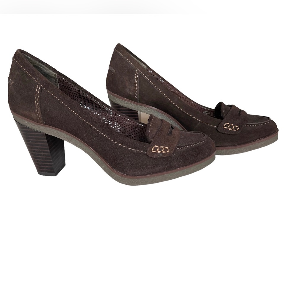 Style & Co Claire Brown Suede Block Heel Penny Loafers Size 6
